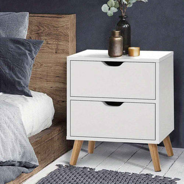 Bedside Table with 2 Drawers - BODEN White 1 x